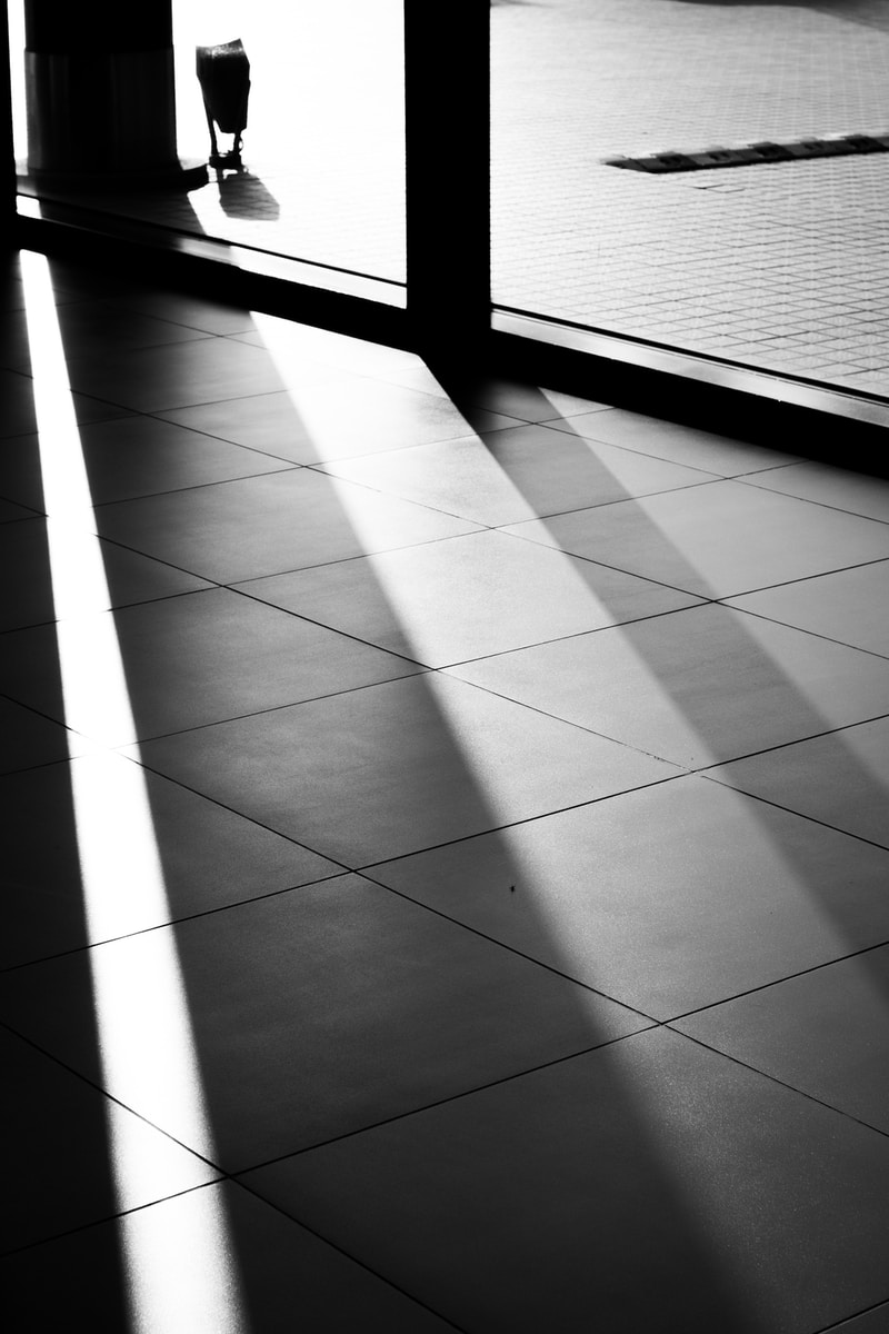 grayscale photo of tiled flower